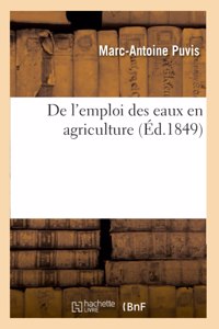 de l'Emploi Des Eaux En Agriculture