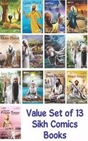 Set of 13 Books - Guru Nanak, Guru Angad, Guru Amar Das, Guru Ram Das, Bhagats Kabir, Ravi Das, Namdev, Puran Singh - First Four Sikh Gurus and Four Bhagats (Sikh Comics for Children & Adults)
