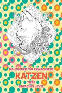 Malbücher für Erwachsene - Einfaches Level - Tiere - Katzen