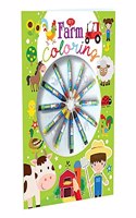 Hello Friend Farm Coloring Book with 12 Vibrant Crayons Colours + 24 Pages Colouring Book for 4+ yrs