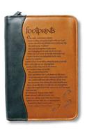 Footprints Poem Bible Cover, Zippered, Italian Duo-Tone Imitation Leather, Brown, Medium