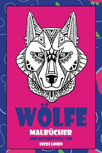 Malbücher - Dicke Linien - Fortgeschrittenes Tier - Wölfe