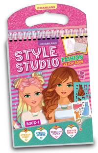 Style Studio Fashion Sketch Activity Book 1 for Girls Age 4-8 years– Creative Design Kit with Sticker Sheets, Stencil Sheets, Dressing Paper & Sketch Pages | Fun DIY Activity Book