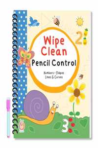 Wipe Clean Pencil Control Activity Book for 2 to 4 Years Old, 64 Pages, Numbers, Shapes, Lines and Curves