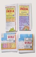 India And World Map Both Political And Physical Map Paper Folded | Non Laminated | English Language (Size 70X100 Cms) Combo Pack Of 4 Maps Useful For Upsc, Ssc, Ies And Other Competitive Exams